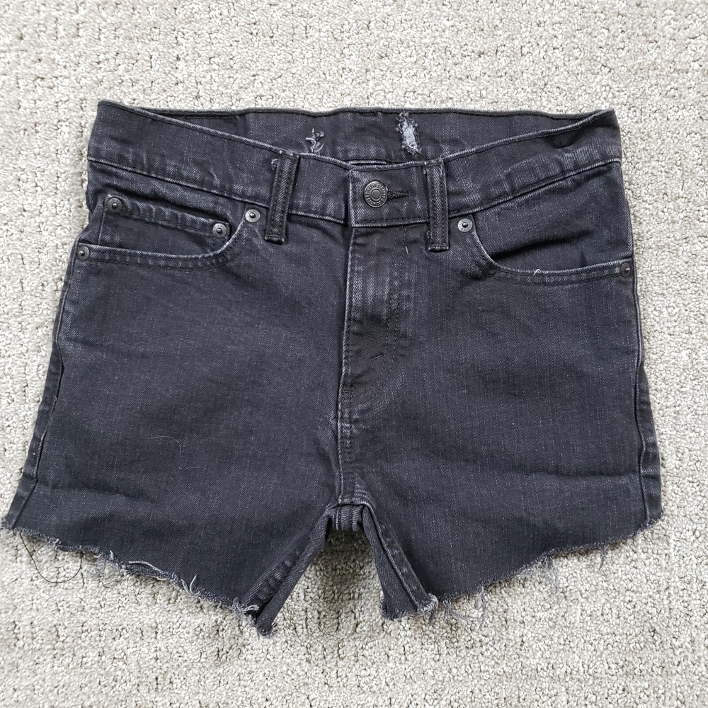 Levi's Denim Shorts Women 28 Black 510 Skinny Cut Off Jorts Grunge Goth Skater